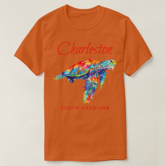 Charleston South Carolina Watercolor Sea Turtle T-Shirt (Design Front)