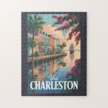 Charleston South Carolina Waterfront Illustration Jigsaw Puzzle<br><div class="desc">Charleston retro vector travel design. From the colorful houses of Rainbow Row to plantation tours,  waterfront views,  and award-winning cuisine,  Charleston blends history,  charm,  and modern vibrancy into one unforgettable destination.</div>