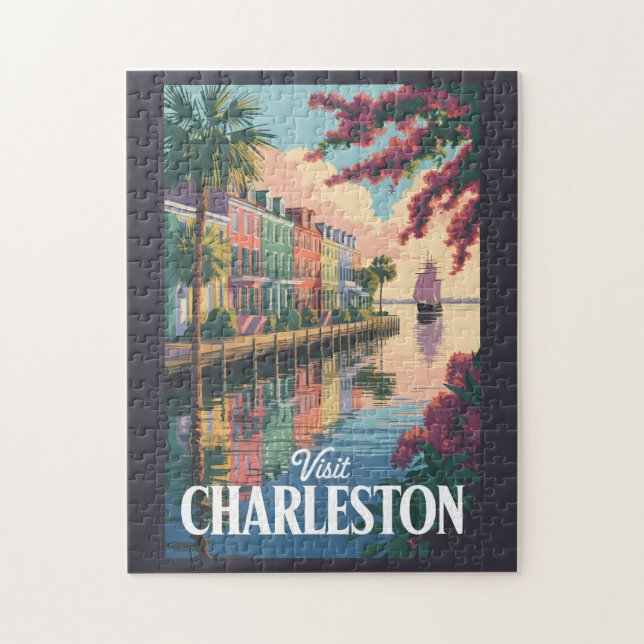 Charleston South Carolina Waterfront Illustration Jigsaw Puzzle (Vertical)