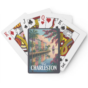 Charleston South Carolina Waterfront Illustration Poker Cards