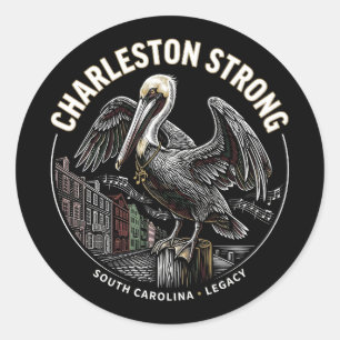 Charleston Strong Pelican Gullah Geechee Cultural  Classic Round Sticker