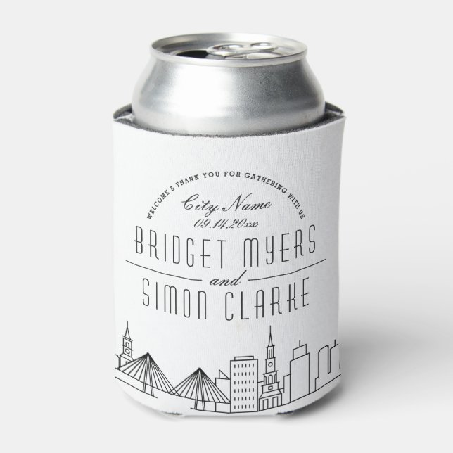 Charleston Stylized Skyline | Wedding Can Cooler (Can Front)