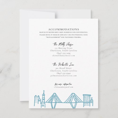 Charleston Toile Border in Blue Accommodations Note Card