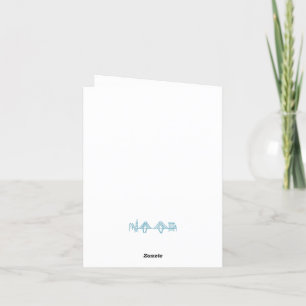 Charleston Toile Border in Blue Letterpress Thank You Card