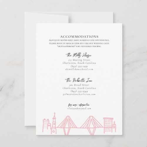 Charleston Toile Border in Pink Accommodations Note Card