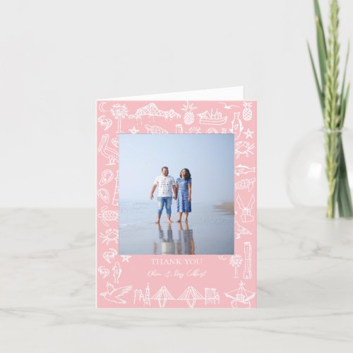Charleston Toile Border in Pink Thank You Card