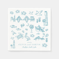 Charleston Toile in Blue Napkin