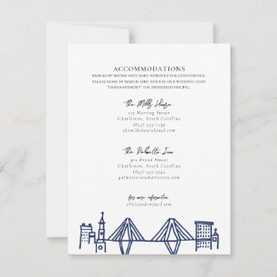 Charleston Toile in Navy Blue Accommodations Note Card