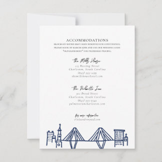 Charleston Toile in Navy Blue Accommodations Note Card
