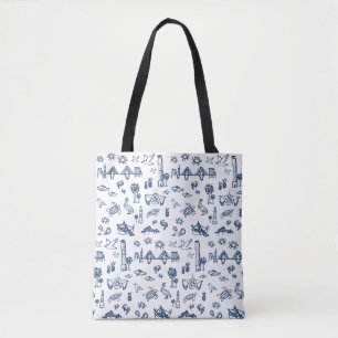 Charleston Toile in Navy Tote Bag