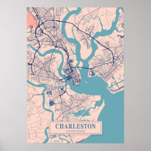 Charleston - United States Breezy City Map Poster
