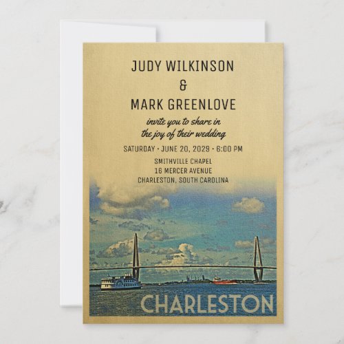 Charleston Wedding Invitation Vintage Mid_Century