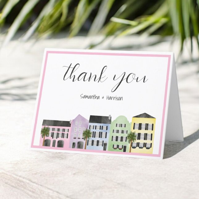 Charleston Wedding Rainbow Row Thank You Notecards (Creator Uploaded)