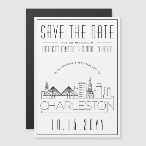 Charleston WeddingStylized Skyline Save the Date Magnetic Invitation
