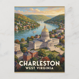 Charleston West Virginia Kanawha River Postcard