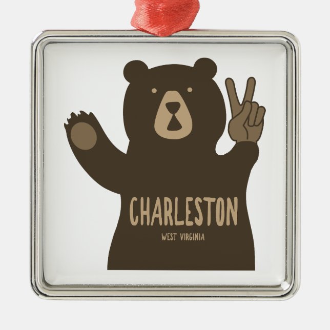 Charleston West Virginia Peace Bear Metal Ornament (Front)