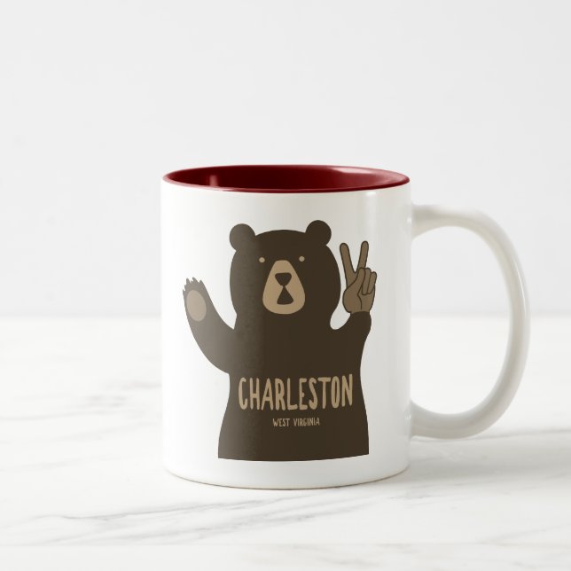 Charleston West Virginia Peace Bear Two-Tone Coffee Mug (Right)