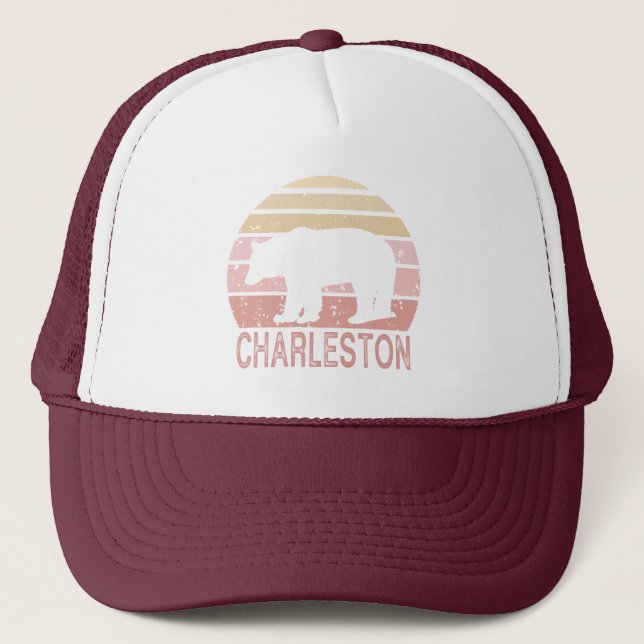 Charleston West Virginia Retro Bear Trucker Hat (Front)