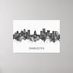 Charleston West Virginia Skyline BW Canvas Print