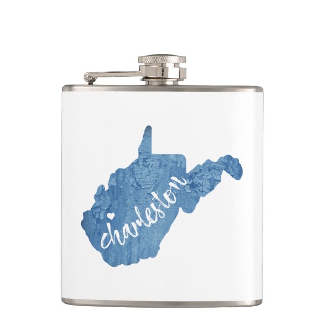 Charleston West Virginia Wood Grain Flask (Front)