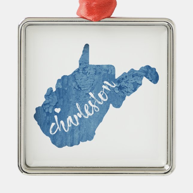 Charleston West Virginia Wood Grain Metal Ornament (Front)