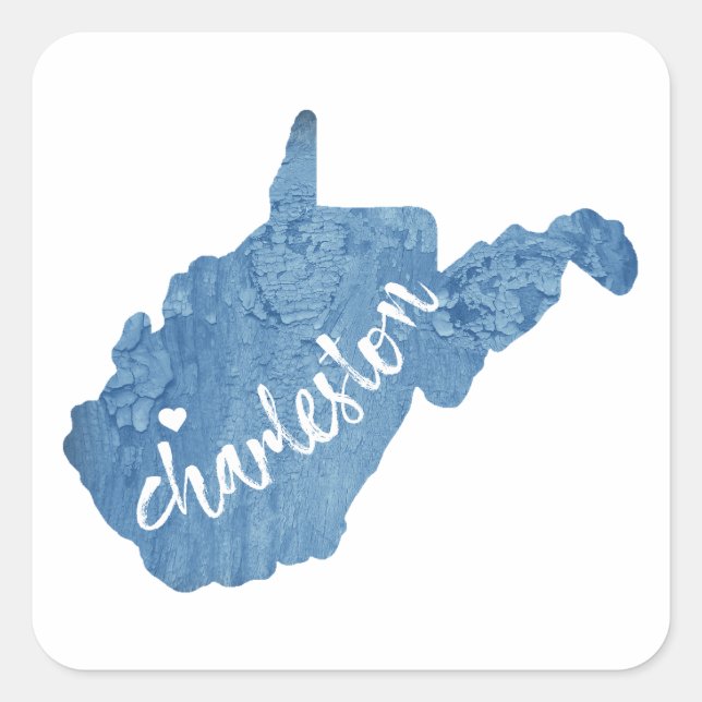 Charleston West Virginia Wood Grain Square Sticker (Front)