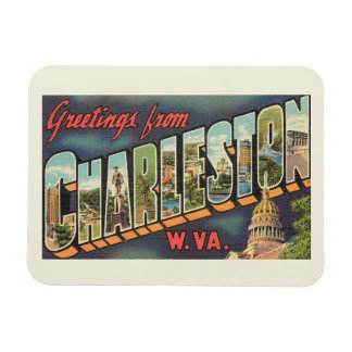 Charleston WV Large Letter Greeting Vintage Magnet