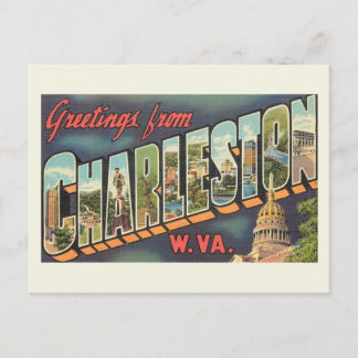 Charleston WV Large Letter Greeting Vintage Postcard