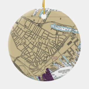 Charlestown Boston MA Chart Ceramic Ornament