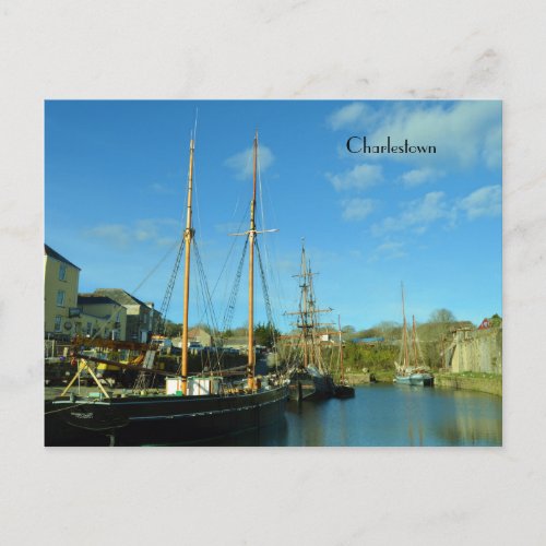 Charlestown Harbour Cornwall UK Poldark Location Postcard