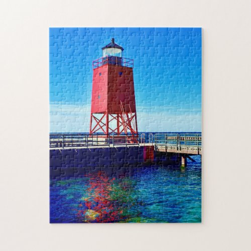 Charlevoix Lighthouse Reflections Jigsaw Puzzle