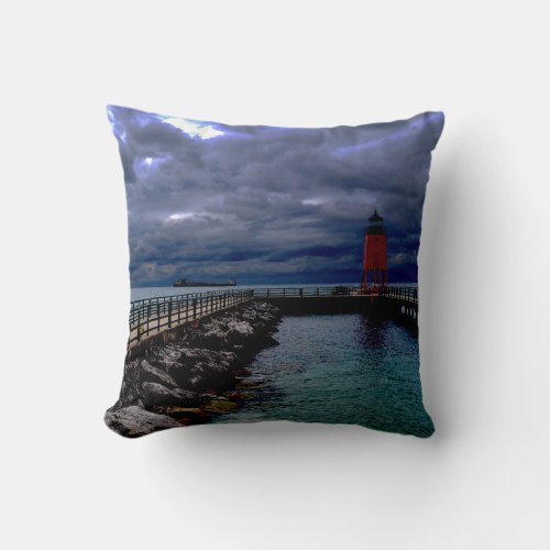 Charlevoix Lighthouse Throw Pillow