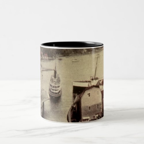 Charlevoix Michigan Showing River and Harbor Two_Tone Coffee Mug