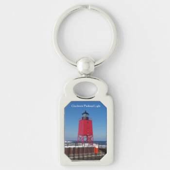 Charlevoix Pierhead Light Metal Key Chain by CJ_Lighthouse_Store at Zazzle