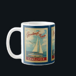 Charlevoix Sailboat Vintage Travel Michigan Coffee Mug<br><div class="desc">This Greetings From Charlevoix Michigan vintage travel nautical design features a boat sailing on the water with seagulls and a blue sky filled with gorgeous puffy white clouds.</div>