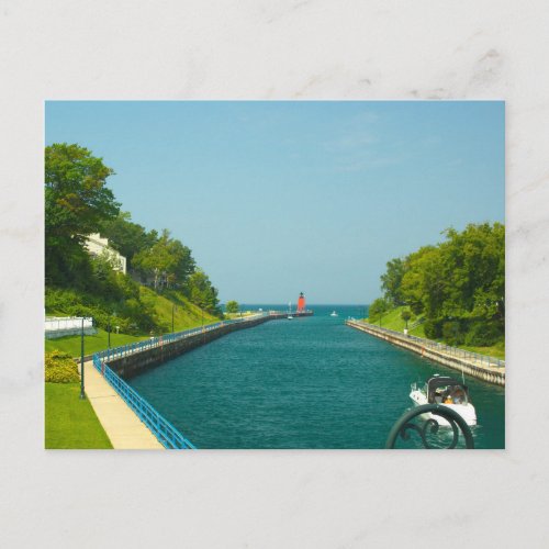 Charlevoix South Pier Light Station CharlevoixMI Postcard