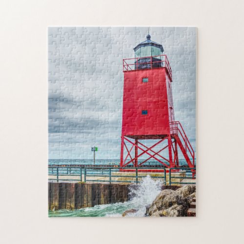 Charlevoix South Pierhead Lighthouse Jigsaw Puzzle