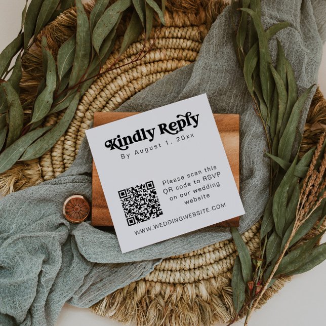 CHARLI Modern Minimalist QR Code RSVP Square Card (Creator Uploaded)