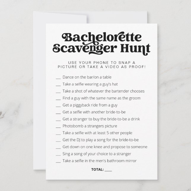 CHARLI retro bachelorette game scavenger hunt  Invitation (Front)