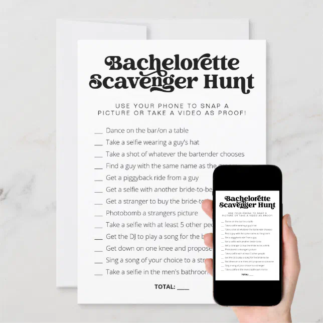 CHARLI retro bachelorette game scavenger hunt Invitation | Zazzle