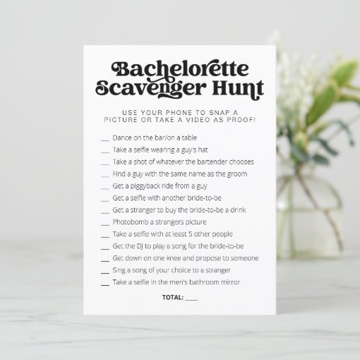 CHARLI retro bachelorette game scavenger hunt Invitation | Zazzle