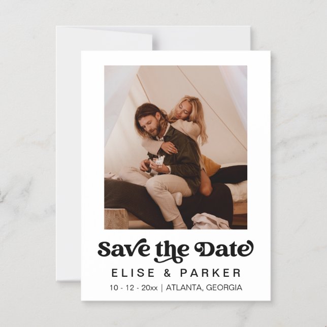 CHARLI Retro Photo Simple Save The Date Magnet (Front)