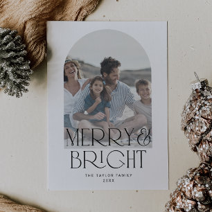 CHARLIE Black Arch Merry Bright Photo Christmas Holiday Card