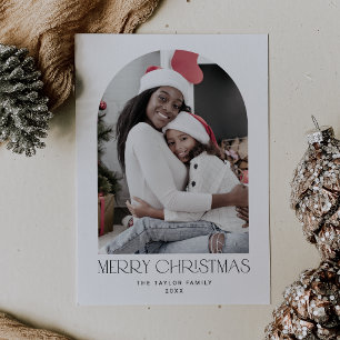 CHARLIE Black Arch Xmas Photo Fun Merry Christmas Holiday Card