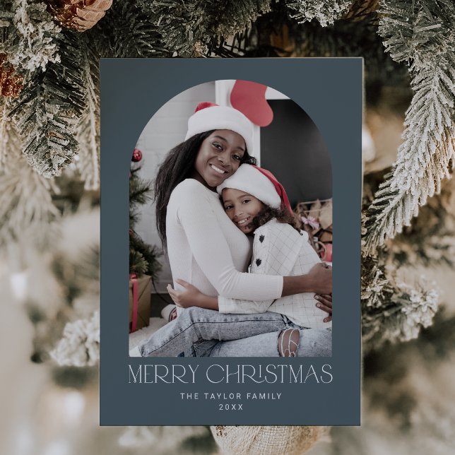 CHARLIE Blue Arch Xmas Photo Fun Merry Christmas Holiday Card (CHARLIE Blue Arch Xmas Photo Fun Merry Christmas Holiday Card)
