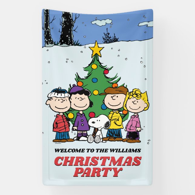 Charlie Brown and Friends Christmas Party Banner (Vertical)
