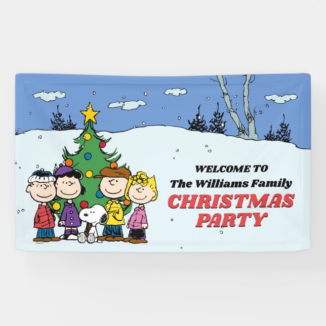 Charlie Brown and Friends Christmas Party Banner (Horizontal)