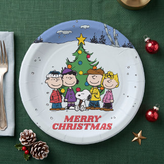 Charlie Brown and Friends Christmas Party Paper Plates