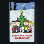 Charlie Brown and Friends Winter Birthday Banner<br><div class="desc">Wish that birthday kid in your life a Happy Birthday with this super cute Peanuts sign featuring the whole Peanuts gang! Personalize by adding your name.</div>