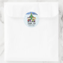 Charlie Brown and Friends Winter Birthday Classic Round Sticker